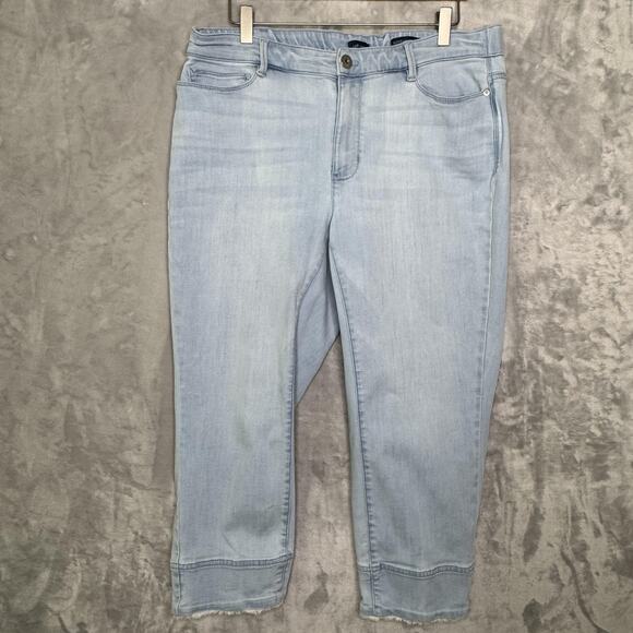 J Jill Jeans Women 16 Authentic Fit Cropped Stretch Raw Hem Denim Light Blue - Picture 1 of 12